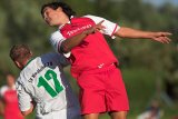 Frank Hoffmann beim Kopfball in einem Testspiel gegen Nordbräu Neubrandenburg, August 2007, welches 3-3 ausgeht